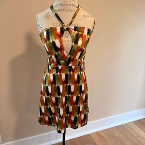 Princess Polly Women's Retro Orange Multi Kelani Mini Dress Size 10 NWT